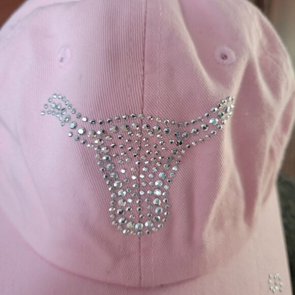 Pink Rhinestone Longhorn Adjustable Baseball Cap "Texas" By Cap Together - Picture 5 of 7